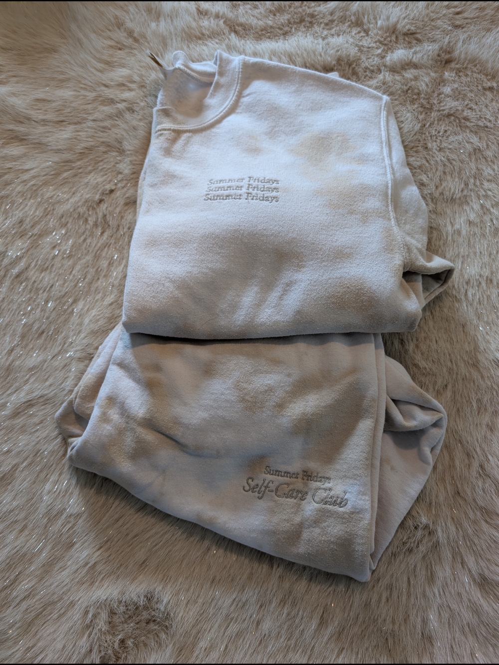 Summer Fridays Light Gray Embroidered Sweatshirt Set